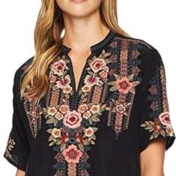 Johnny Was Aaliah heavily embroiled silk Easy V-neck Dress NWT - Picture 10 of 12